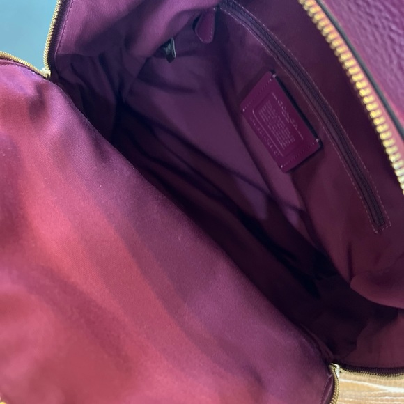 Coach Jed Pebbled leather backpack varsity stripe F89167 Gold/Berry Multi - Picture 7 of 8